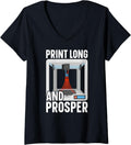 Womens Print Im Long Prosper 3D Printer V Neck