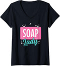 Womens Soap Lady Funny Soap Maker V-Neck