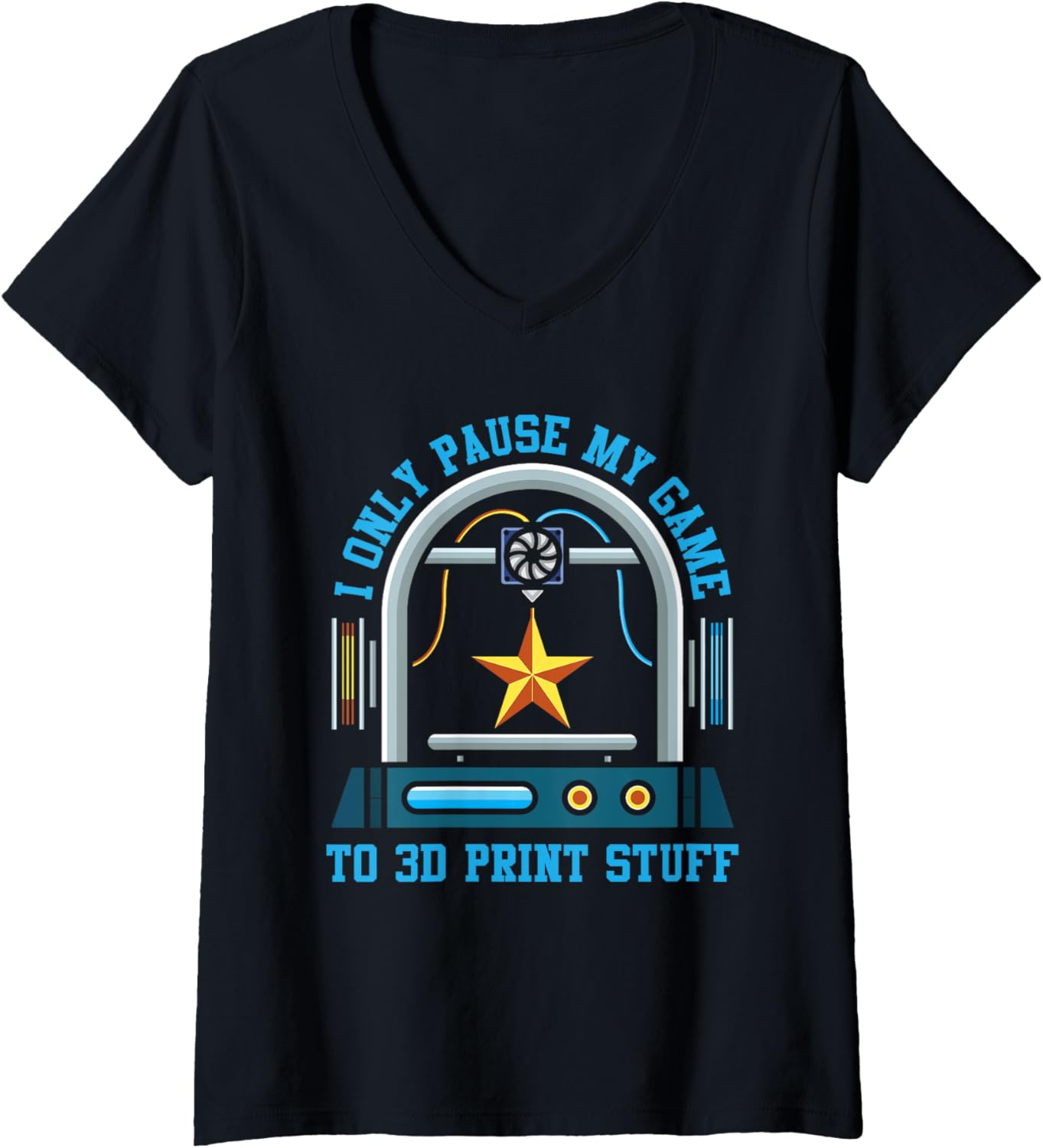 3D Printing Gaming Nerd Gamer Funny Printer Geek Player Gag V Neck