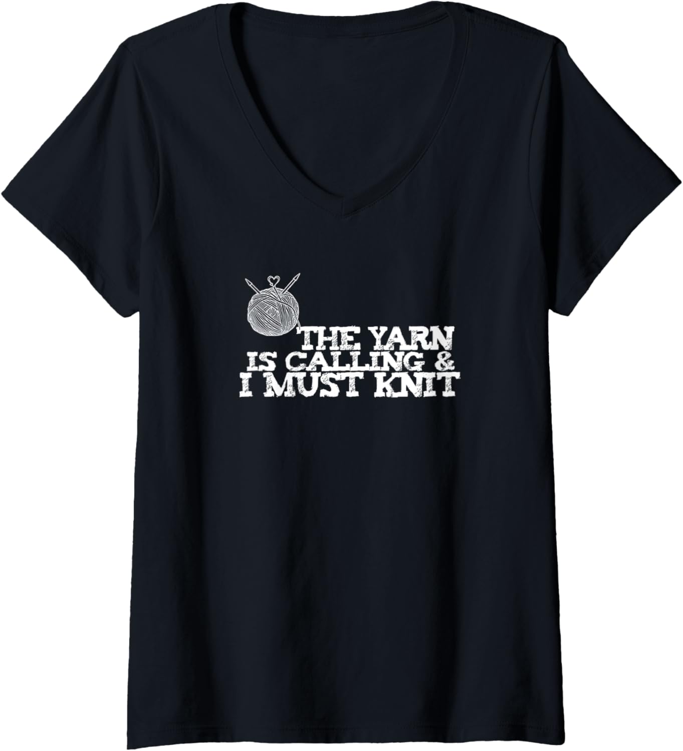 Womens Funny yarn is calling i must knit yarn embroidery crochet V-Neck