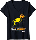 Womens Fed Treasury Holy Printer Wall Street Stock Market Bets V Neck