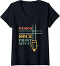 Womens Design Slice Print Repeat Nozzle 3D Printing Lover V Neck