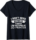 Womens 3D Printer Funny 3D Print Technology V Neck