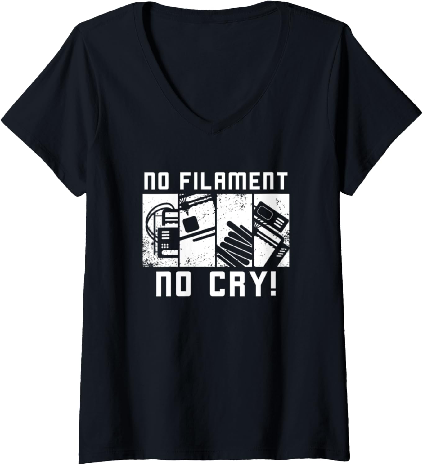 Womens No Filament No Cry 3D Printer V Neck