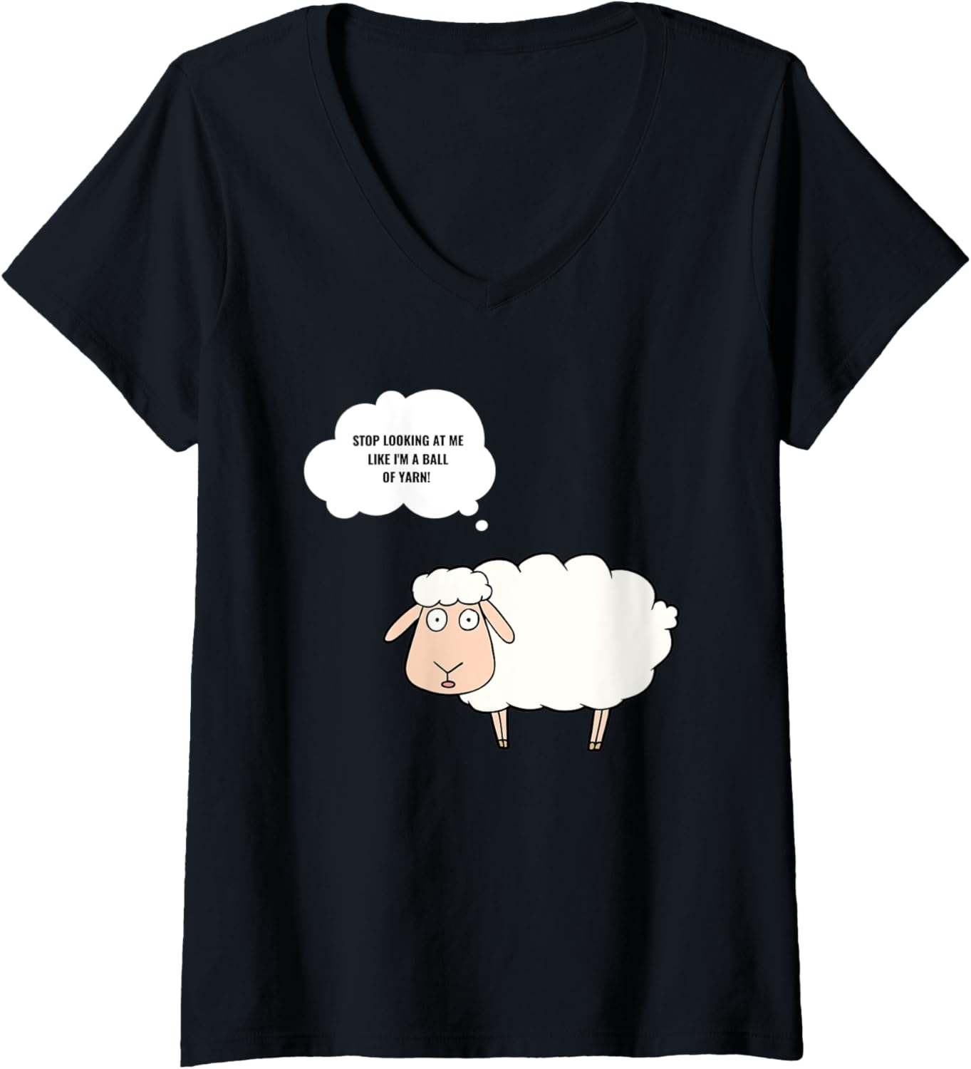 Womens Knitting Crochet Funny Sheep Graphic Yarn Ball Knitter Hobby V-Neck