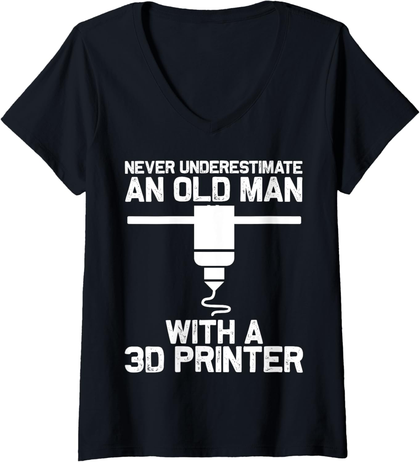 Womens Funny 3D Printing Designs Grandpa 3D Printer Enthusiasts V Neck