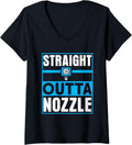 Womens Straight Outta Nozzle Programmer Machinist 3D Printing V Neck