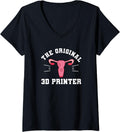 Womens Original 3D Printer Uterus Print Printing V Neck