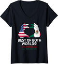 Womens Mexican American Flag Love Proud Half Mexico Usa Roots V Neck