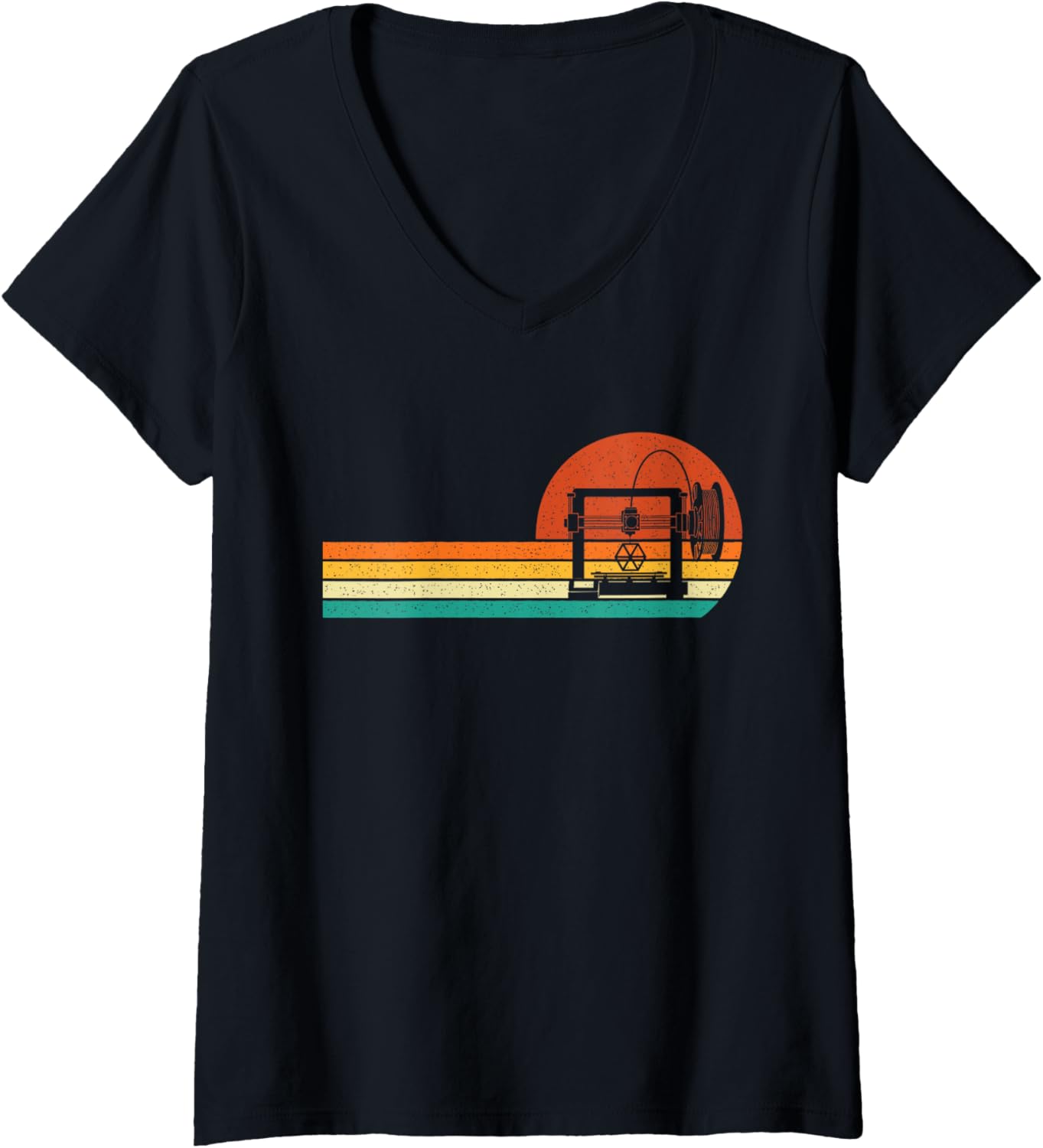 Womens Retro 3D Printer 3D Printing Geek 3D Printer V Neck