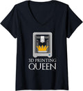 Womens 3D Printing Queen Funny Printer Artwork Creative Design V Neck