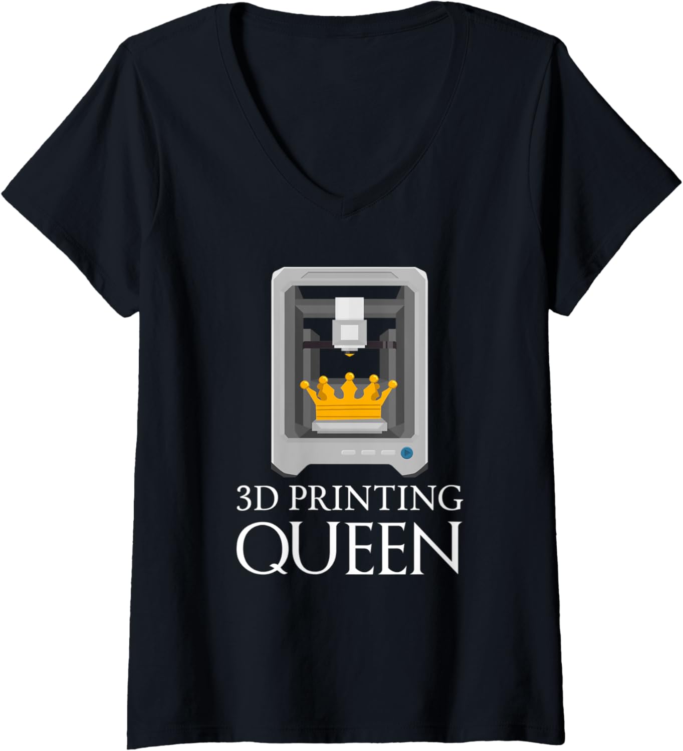 Womens 3D Printing Queen Funny Printer Artwork Creative Design V Neck