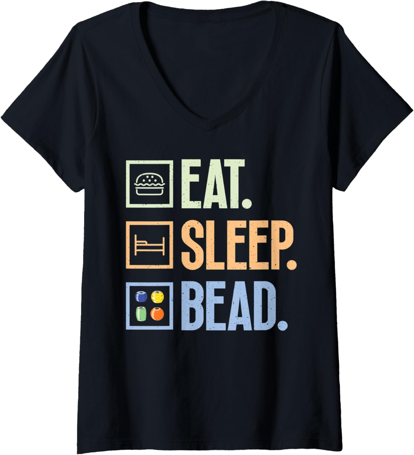 Womens Eat Sleep Bead Jewelry Maker Jewelry Making Lover Graphic V-Neck