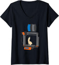 Womens Printer Llama Design 3D Printing V Neck