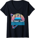 Womens 3D Printing 3D Printer Retro Id Print That V Neck