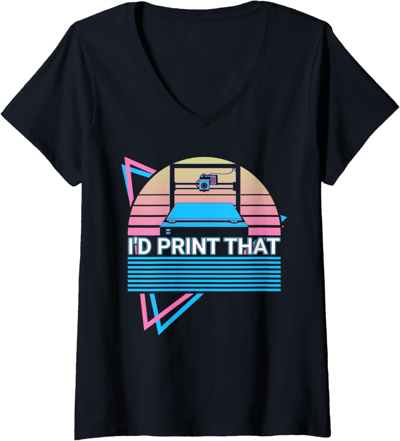 Womens 3D Printing 3D Printer Retro Id Print That V Neck