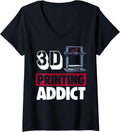 Womens 3D Printing Addict Funny Women 3D Printing Love V Neck