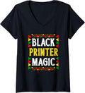 Womens Black History Month Printer Magic Pride V Neck