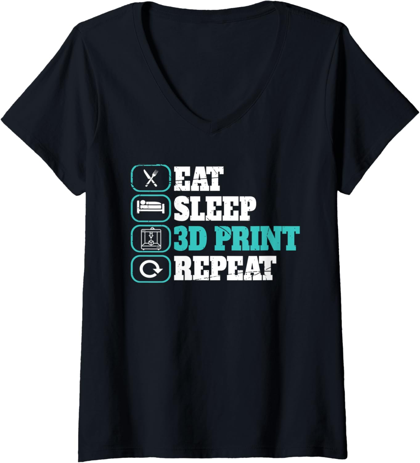 Womens 3D Printing Eat Sleep 3D Printer V Neck
