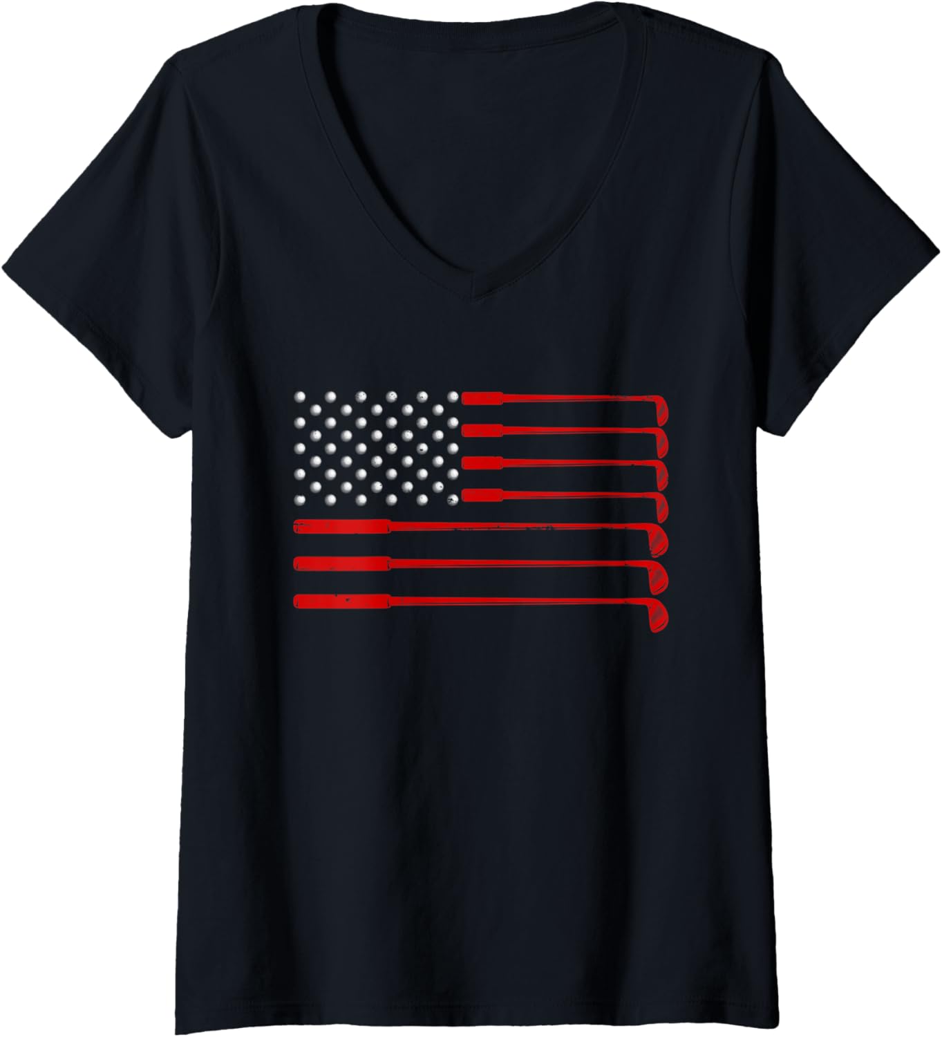 Womens Usa American Flag Golf Patriotic Golfer Golfing Distressed V Neck