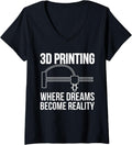 Womens 3D Printing Where Dreams 3D Printer Printing V Neck