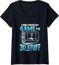 Womens 3D Printing Gaming Design A 3D Printer Fan Gamer V Neck