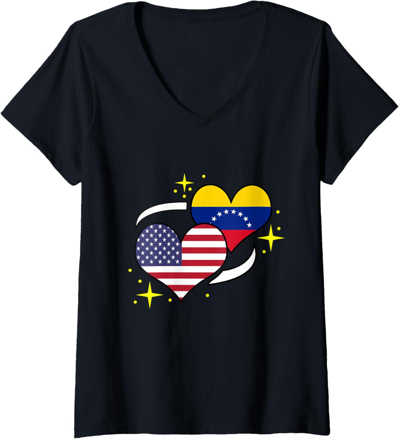 Womens Venezuelan American Flag Heart Venezuelan Women V Neck
