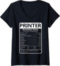 Womens Printer Nutrition Facts Sarcastic Graphic V Neck