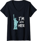 Womens Im With Her Statue Of Liberty Shirt Pro Usa V Neck