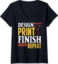Womens 3D Printer Design Print Finish 3D Printing V Neck