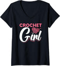 Womens Crochet Girl Yarn Crocheting Love Knitting V-Neck