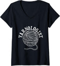 Womens Yarn Collection YARNOLOGIST Wool Retro Funny Yarn Collector V-Neck