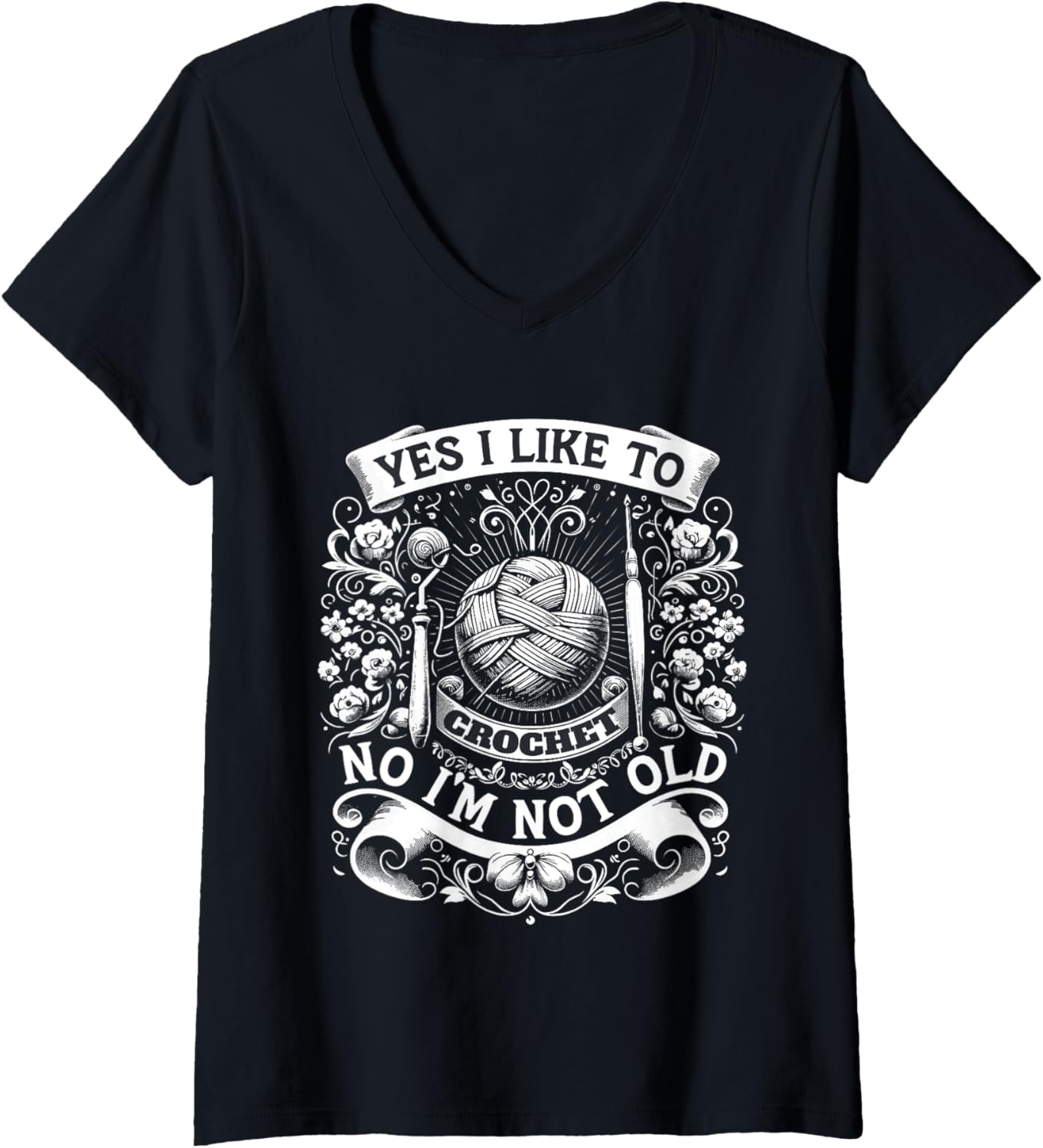Womens Funny Crocheter Crochet Yarn V-Neck