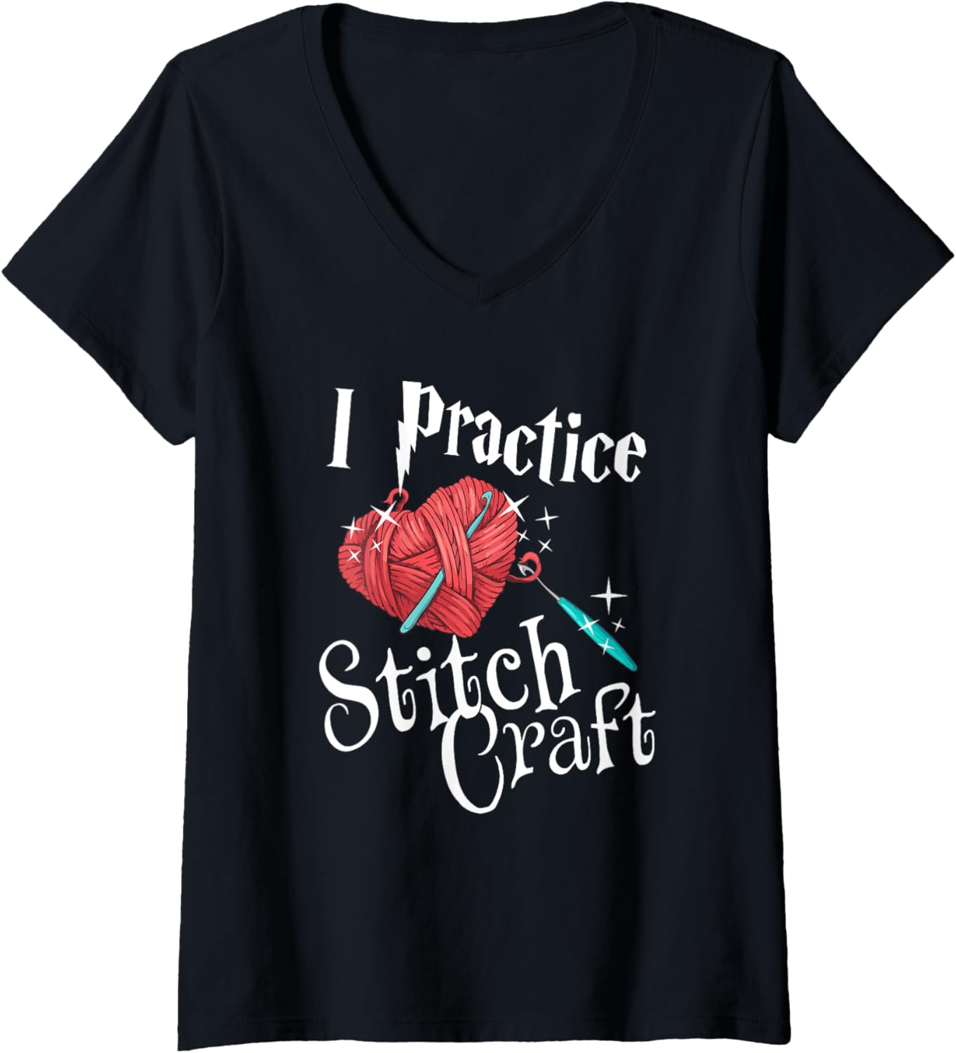 I Practice Stitch Craft - Yarn Knitting Knit Lovers V-Neck