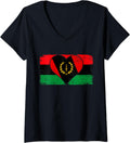 Womens Heritage Black African American Flag 1967 V Neck