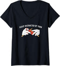 Womens Easily Distracted by Yarn Knitting V-Neck