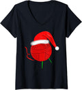 Womens Crocheting Yarn Santa Hat Crochet Knitting Yarn Christmas V-Neck