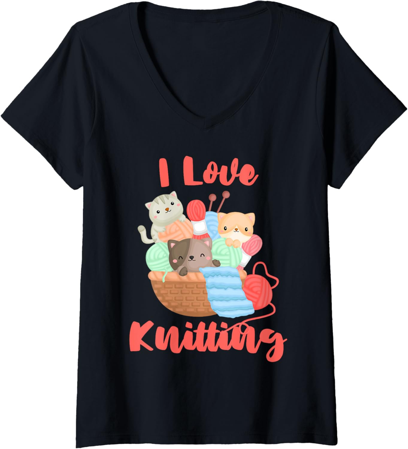 Womens Knitting Knit Knitter Yarn Wool Creating Knitted Wear V-Neck
