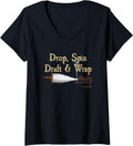 Womens Drop spindles for spinning wool; how the good yarn is made V-Neck