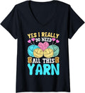 Womens Women Knitting Knitters Yarn Enthusiast Funny Knit Lover V-Neck
