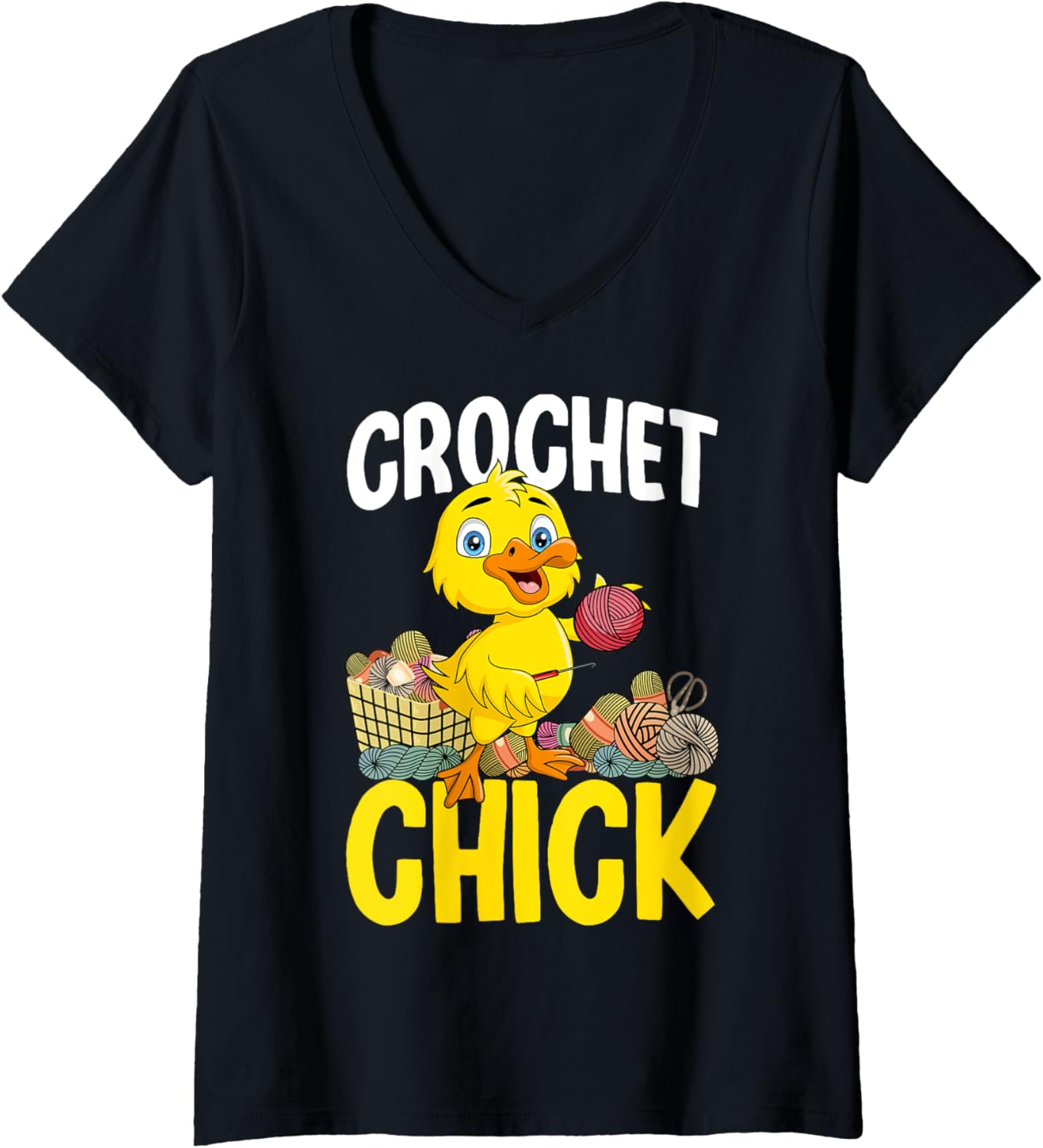Crochet Chick Cute Crocheting Yarn Women Mom Grandma V-Neck