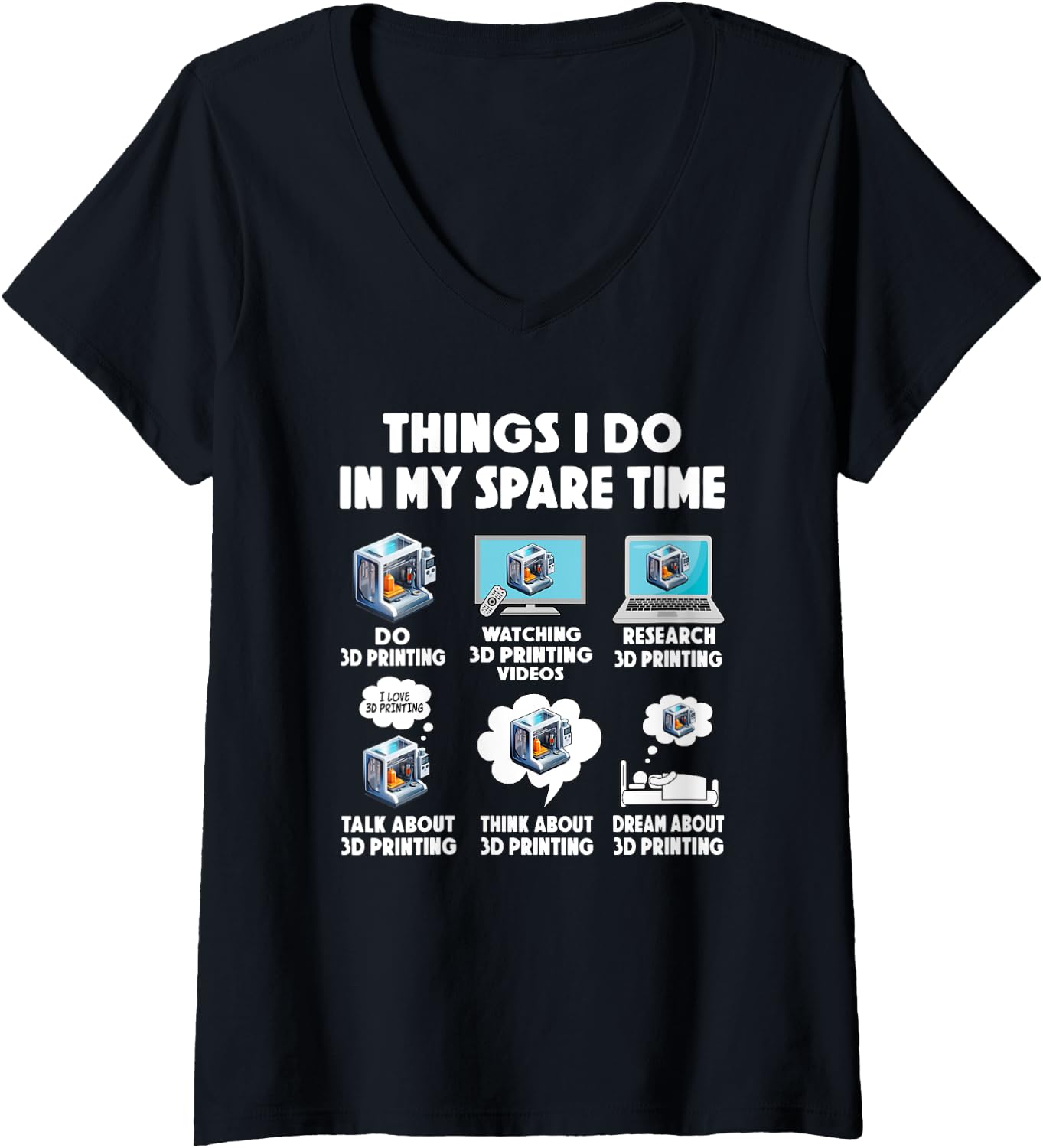 Womens 3D Printing Filament Print Computer Programmer V Neck
