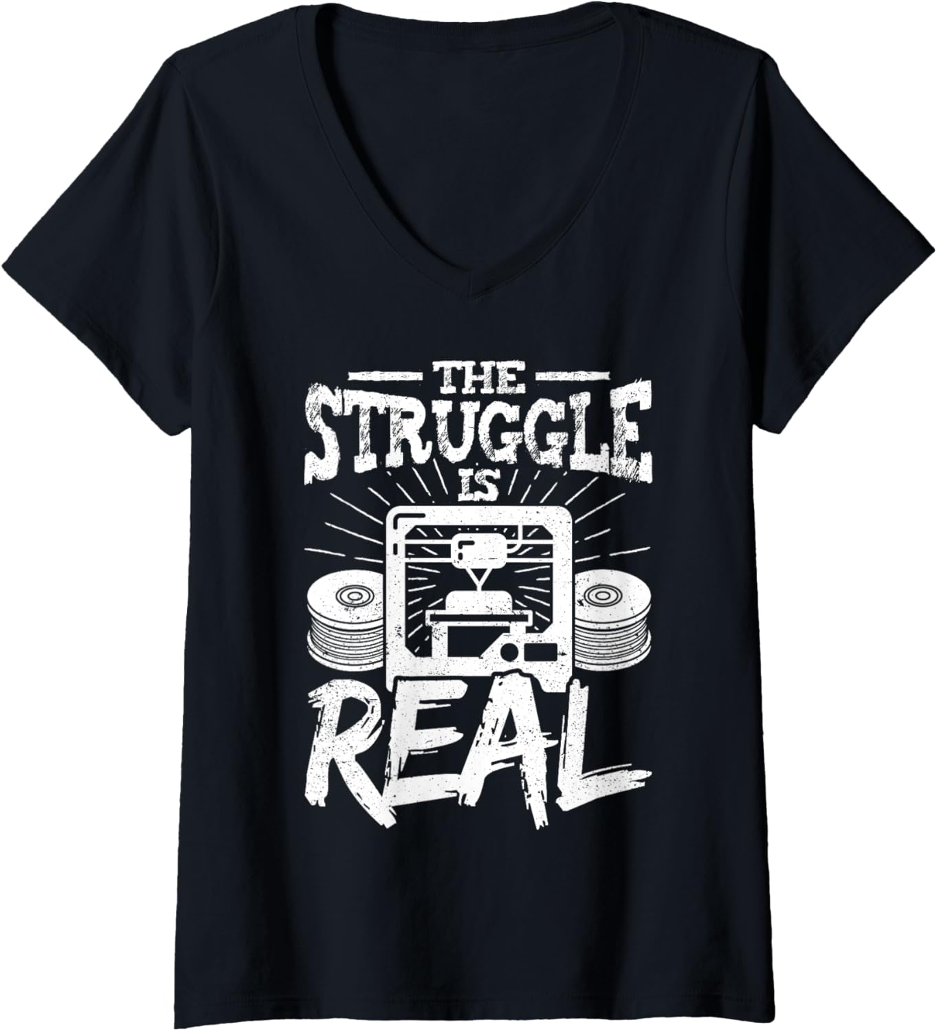 Womens Struggle Is Real Funny 3D Printing Men V Neck