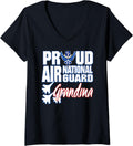 Womens Proud Air National Guard Grandma Usa Grandparents Day Women V Neck
