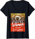 Womens Funny Coffee Graphic Decor A Printer V Neck