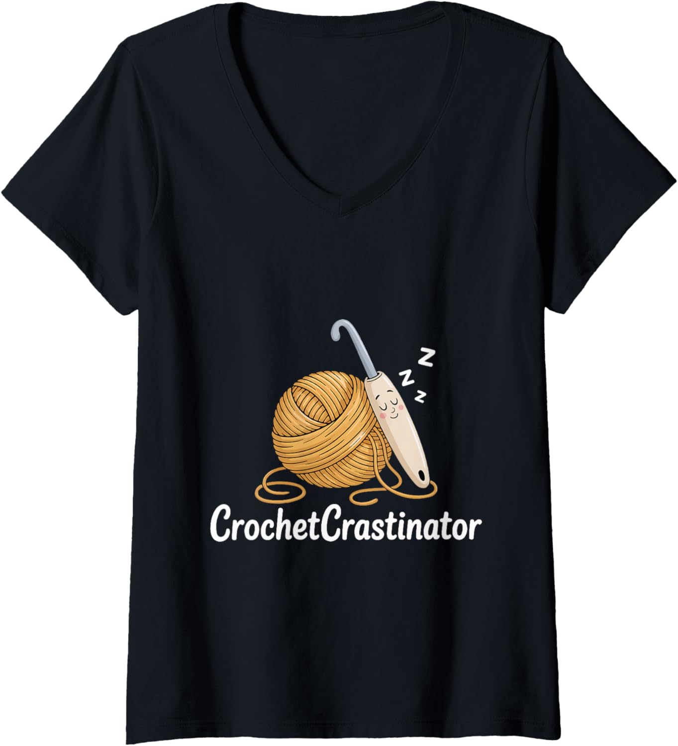 Womens Crochetcrastinator Crochet Crafters Funny Hobby Yarn Life V-Neck