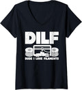 Womens Dilf Dude I Love Filaments 3D Printing 3D Printer V Neck