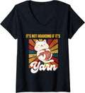 Womens It's not hoarding if it's yarn cats funny retro pet lover V-Neck