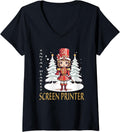 Screen Printer Christmas Classic Female Nutcracker V Neck
