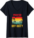 Womens Printer On Holiday Off Duty Funny Summer Break Outfit V Neck